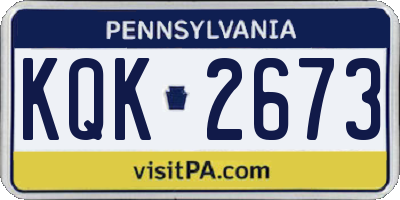 PA license plate KQK2673