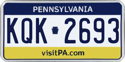PA license plate KQK2693