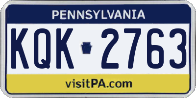 PA license plate KQK2763