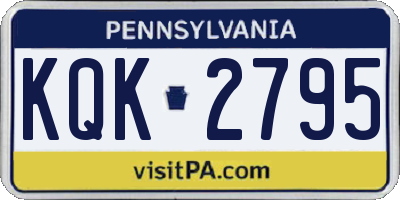 PA license plate KQK2795