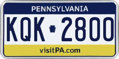 PA license plate KQK2800