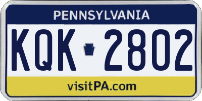 PA license plate KQK2802