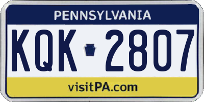 PA license plate KQK2807