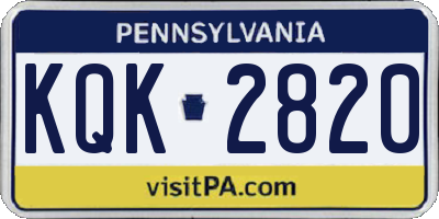 PA license plate KQK2820