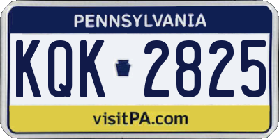 PA license plate KQK2825