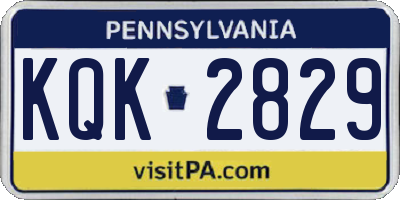 PA license plate KQK2829
