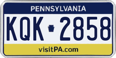 PA license plate KQK2858