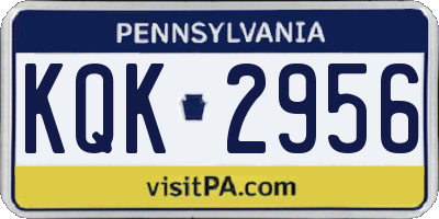 PA license plate KQK2956