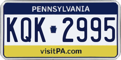 PA license plate KQK2995