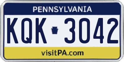 PA license plate KQK3042