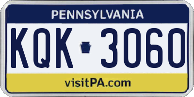 PA license plate KQK3060