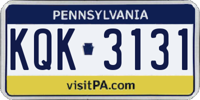 PA license plate KQK3131