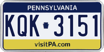 PA license plate KQK3151