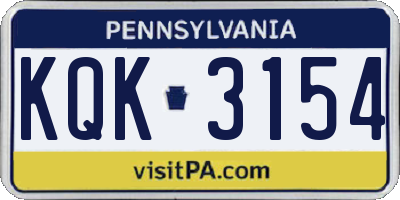 PA license plate KQK3154