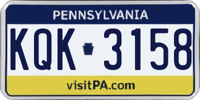 PA license plate KQK3158