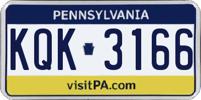 PA license plate KQK3166