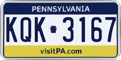 PA license plate KQK3167