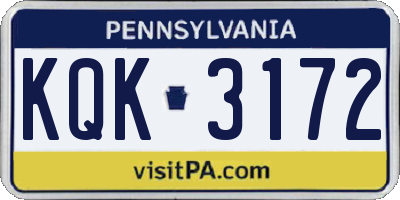 PA license plate KQK3172