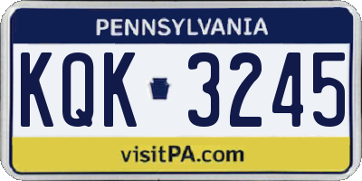 PA license plate KQK3245