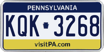 PA license plate KQK3268