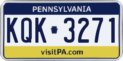 PA license plate KQK3271