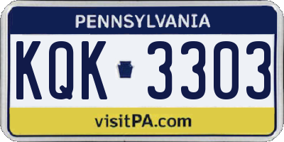PA license plate KQK3303