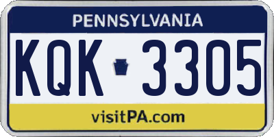 PA license plate KQK3305