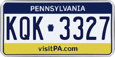 PA license plate KQK3327