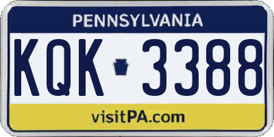 PA license plate KQK3388