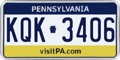 PA license plate KQK3406