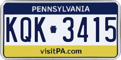 PA license plate KQK3415