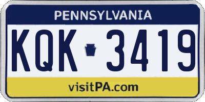 PA license plate KQK3419