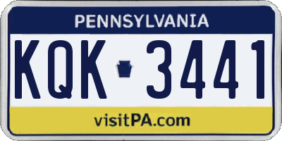PA license plate KQK3441