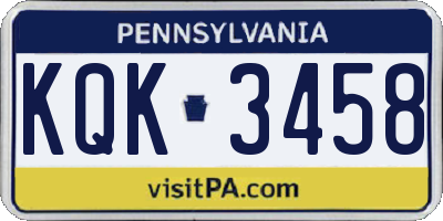 PA license plate KQK3458