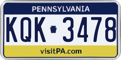 PA license plate KQK3478