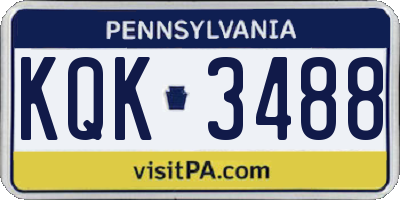 PA license plate KQK3488