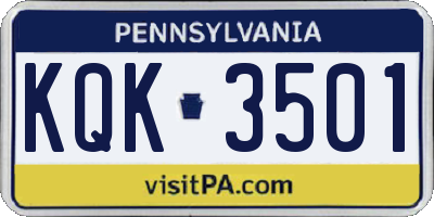PA license plate KQK3501