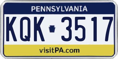 PA license plate KQK3517