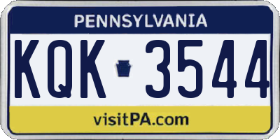 PA license plate KQK3544