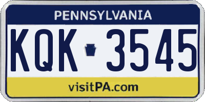 PA license plate KQK3545