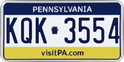 PA license plate KQK3554