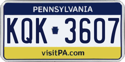 PA license plate KQK3607