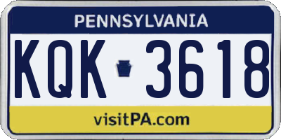 PA license plate KQK3618
