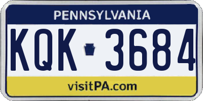 PA license plate KQK3684