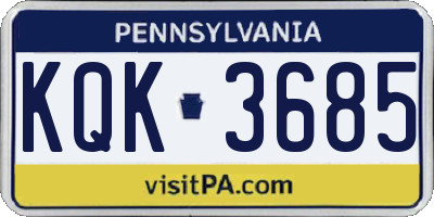 PA license plate KQK3685