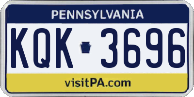 PA license plate KQK3696