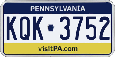 PA license plate KQK3752