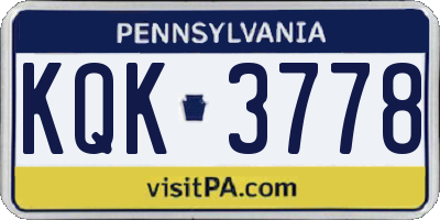 PA license plate KQK3778