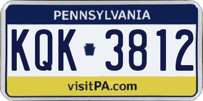 PA license plate KQK3812