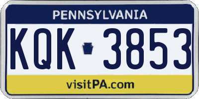 PA license plate KQK3853